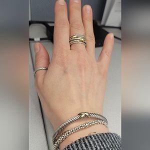 David Yurman Double X Crossover Ring in Sterling Silver with 18K Yellow Gold